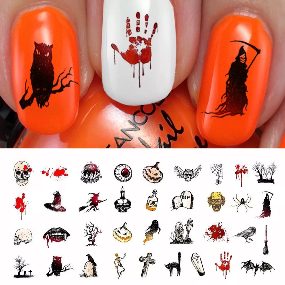 💌BO/GO$6 Halloween Spooky 1 Transfer Nail Decals